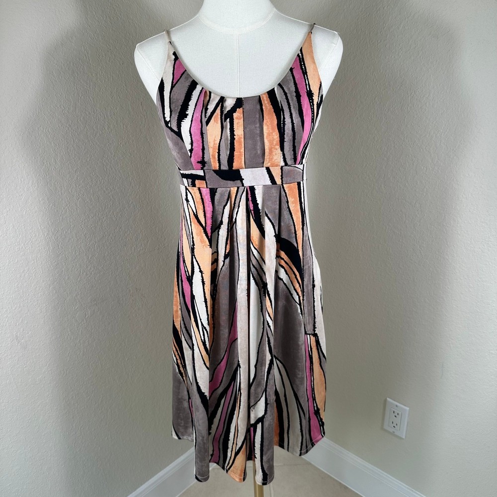 Ali Ro Mini Dress Women 4 Multicolor Abstract Print Jersey Sleeveless Retro Boho