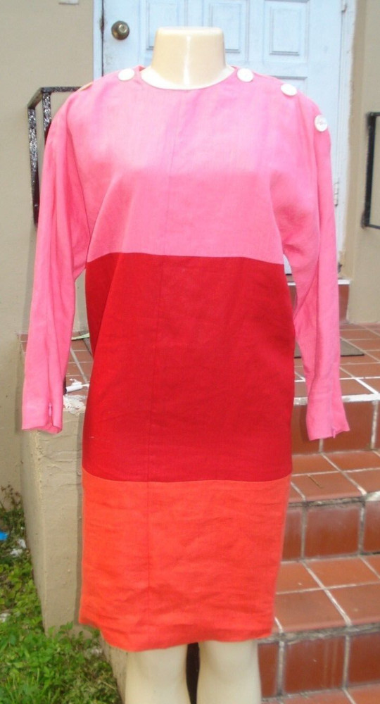VINTAGE STUDIO 0001 GIANFRANCO FERRE LONG SLEEVE COLOR BLOCK DRESS Sz S
