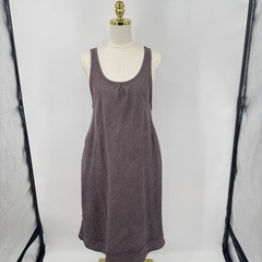 Studio CLIP Japan Linen Easy Pullover Dress Side Pockets Flower Embroidered Sz M