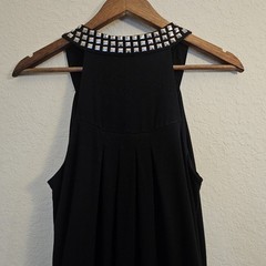 INC Shift Midi Dress Womens Medium Black Silver Toned Pyramid Stud Embellishment