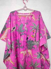Indian Vintage 100% Cotton Long Beach Maxi Kaftan Dress One Size Caftan Kimono