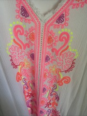 Lilly Pulitzer Thalia Dress White Tunic Embroidered Neon Beach Coverup Women XL