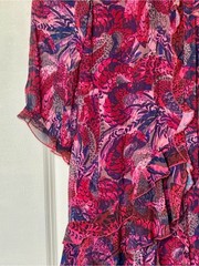 SALONI Red Feather Tilly Ruffle Silk Dress, US size 2