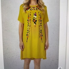 Umgee Dress Womens Size L Large Embroidered Floral Yellow Blue Pink NWOT