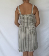 Women’s Size S Regular Beige/Brown Striped Square Neck Sleeveless Sheath Dress