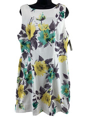 Women&rsquo;s ALYX White/ Deep Purple /Yellow /Green Floral dress Size 16