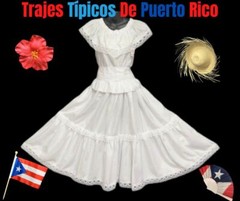 Puerto Rico Boricua Bomba y Plena, Colombian Cumbia Traje Tipico 3 PC Set.