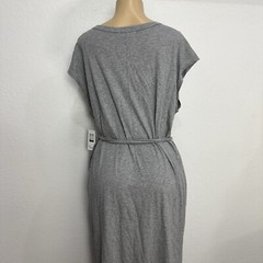 Madison Gray Stretch Pocketed Slit Back Tie Midi Dress Womens Size Large Casual