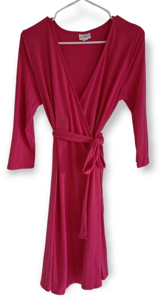 Lularoe Solid Pink Michelle Small Wrap Dress Wardrobe Staple S WOW NEW!
