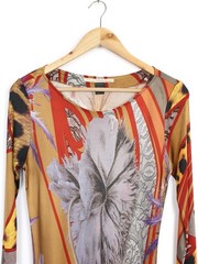 Roberto Cavalli Class Abstract Flower Print Dress, Size 44