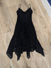 Ruby Rox Black Iridescent Sparkle Hanky Hem Dress Juniors Large Fairy Goth Y2K