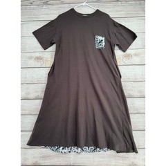 As Know As Plus Paisley Open Back Maxi T-Shirt Dress Womens 2X Brown White Black