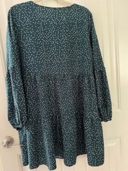 Cosonsen Womens Printed Swing Shift Dress Long Sleeve V Neck Tunic Dress