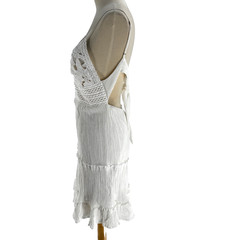 Shyanne Womens Lace Bustier Mini Dress Medium White Halter Crochet Cowgirl Rodeo