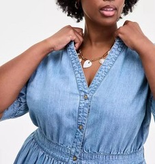 On 34th Women&rsquo;s Denim Puff-Sleeve Midi Dress Vintage Plus Size 0X