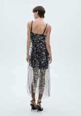 NEW MANGO SELECTION COLLECTION SEMI-TRANSPARENT PAILLETTE MAXI DRESS SZ S US 4