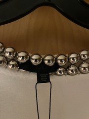 NWT Zara Silver Beaded Trim Mini Dress White Sz S See Measurements