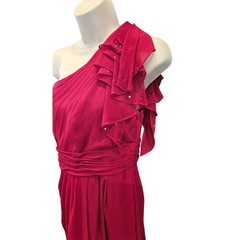 Davids bridal chiffon midi hot red midi prom dress rhinestone ruffle formal 14