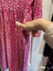Set of 2 1XL Long Sleeve Dresses, Pink Black Floral, Polyester Rayon Nylon, EUC