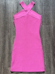 Sincerely Jules Pink Ribbed Halter Bodycon Mini Dress XS