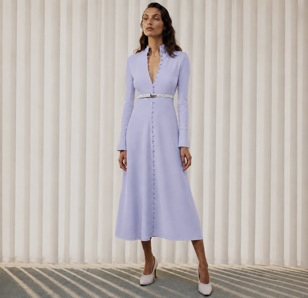 Scanlan Theodore Size M Button Polo Dress in Lilac RRP$650