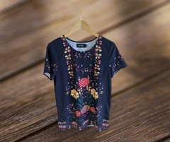 MINK PINK Wisdom Tee Short Sleeve Shift Dress black floral Size M Bohemian Boho