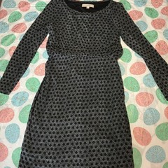 Loft Women’s Dress Sz M Black White A Line Long Sleeve Lined Stretch Knit Casual