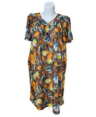 Anthony Richards VTG Peaches & Fallen Leaves Mumu Patio Dress Brown NWOT Women&rsquo;s