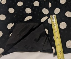 VTG Patrick Women Silk Dress Classic Sheath Lined Exec B&W Bold Polka Dot Retro