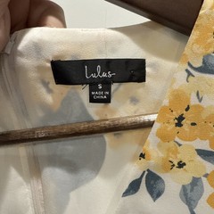 Lulus Multicolor Cute Spring White Yellow Blue Floral Wrap High Low Dress Sz S