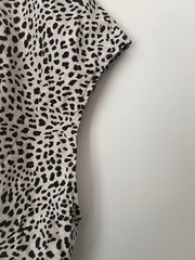 H&M Animal Print Black White A-Line Dress Cap Sleeve Round Neck Short XL