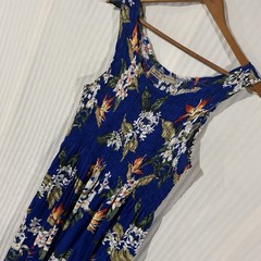 Aloha Hut Hawaii One-Size Dress Floral Pull On Long Hawaiian Tank Rusched QQ-1
