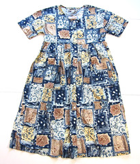 Vtg Jennifer Moore Cotton Blue Floral Pocket Button Down Oversize Maxi Dress S