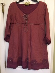 Boho Bohemian Peasant Hippie Tunic Eyelet Dress Crocheted Lace Trim & Medallions