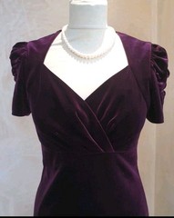 Vintage 1940s Style Purple Velvet Sweetheart Wedding Party Dress Size 8 10 M&S