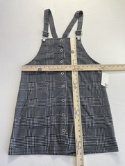 SO Button Front Pinafore Overall Mini Dress Women’s Large Black Plaid NWT