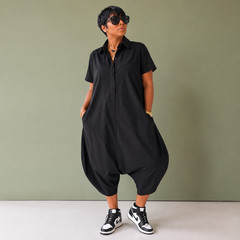 Terell Dominick Everywhere Black Oversized Bubble Romper Jumpsuit One Size