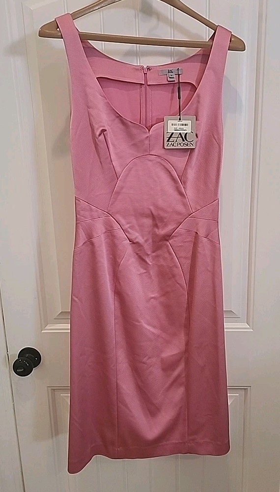 Zac Posen Structural Sleeveless Fitted Sheath Dress Bubble Gum Size 10 Wedding