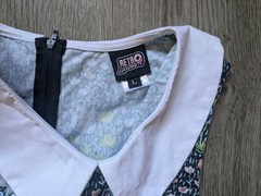 Retrolicous Dress Size Large Cats Print Floral 1950s Retro Peterpan Collar