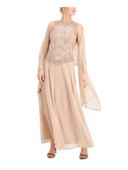 JKARA Womens Pink Lined Removable Shawl Sleeveless Full-Length Gown Dress 10