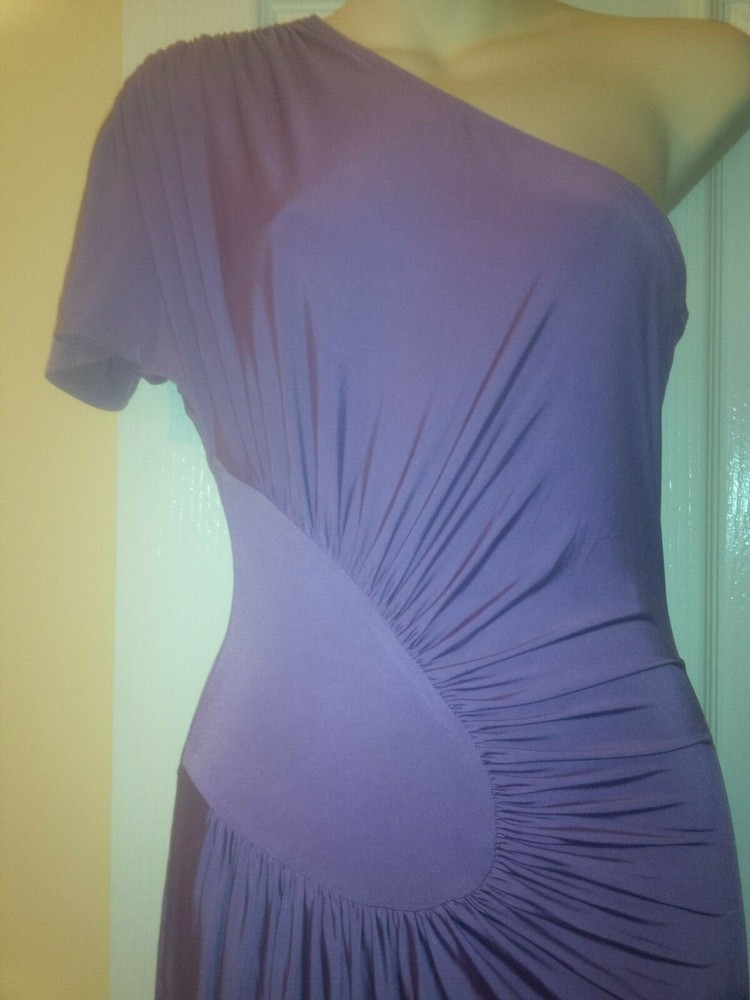 ASOS Lilac Stretchy BodyCon Ruched/Draped Dress UK8 fits a UK10-12 USED & FLAWED