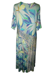 SOFT SURROUNDINGS STELLA ELBOW SLV LONG DRESS PAINTERLY BLUE NWTS! SZ PXL RAYON
