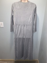 VICKI WAYNE Sz 2X Silver Plush Velour A-Line Dress Princess Seaming 50&Prime;Bust NWT