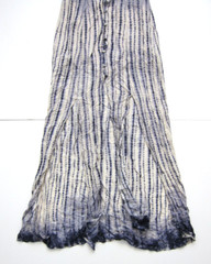 Honey Punch 100% Rayon Blue Ivory Tie Dye Button Short Sleeve Long Maxi Dress L