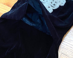 Jessica McClintock Black Velvet Faux Pearl Embellished Maxi Formal Dress 10 90&rsquo;s