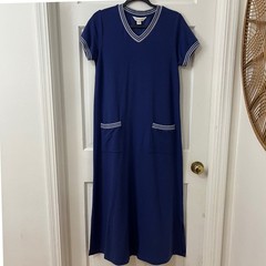 Coldwater Creek Nautical Maxi Dress Women PS Petite Tennis Core Coastal Classic