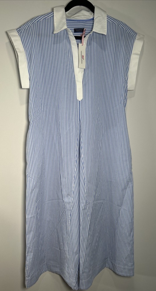 Vineyard Vines Pippa Sleeveless Popover Midi Dress Womens Medium Stripe NWT