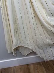 En Crème Sabrina Lurex Kimono Maxi Dress Cream Gold Stripes Asymmetrical Hem L