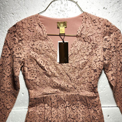 H&M Dress Womens Size 6 Midi Brick Brown Long Sleeve Layered Embroidered NWT