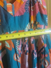 FARM Rio 100% cotton 3d flower straps, Teal, Pink & Orange Floral Midi Dress